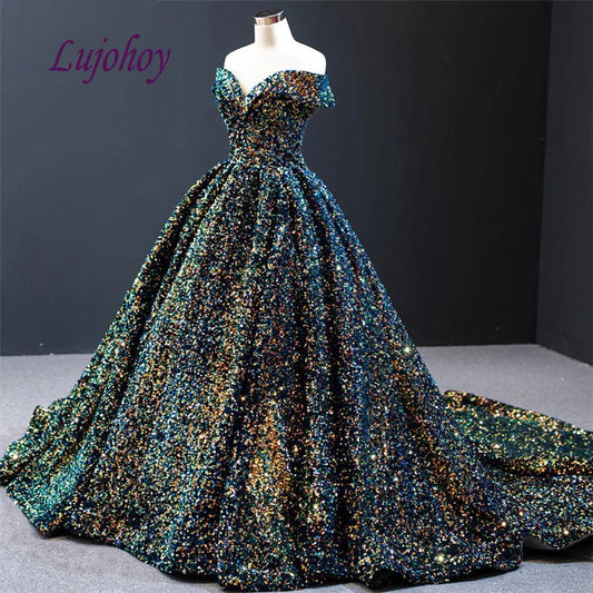 Navy Blue Quinceanera Dresses Ball Gown Luxury Sequin Plus Size 15 year old Sixteen Sweet 16 Dress Prom Dresses