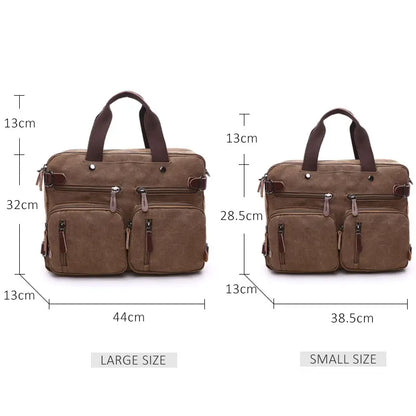 Canvas Briefcase Shoulder Bag Tote Handbag Big Casual Business Laptop Pocket