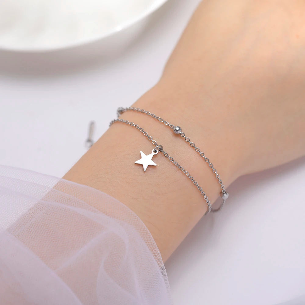 Kkjoy Bracelets Of Women Silver Color Stainless Steel