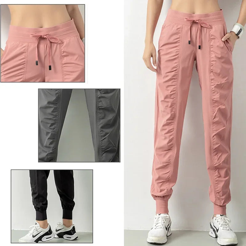 Women Quick Dry Athletic Gym Fitness Sweatpants with Two Side Pockets Exercise Pants